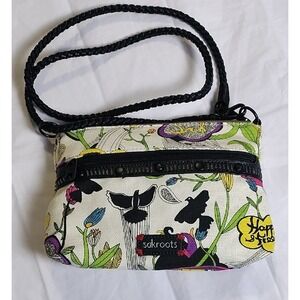 Sakroots Black Crossbody Bag with‎ Whimsical Print